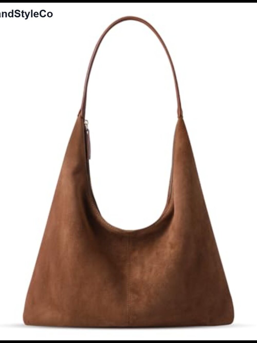 Faux Suede Hobo Shoulder Bag Slouchy Tote Crescent Crossbody Handbag